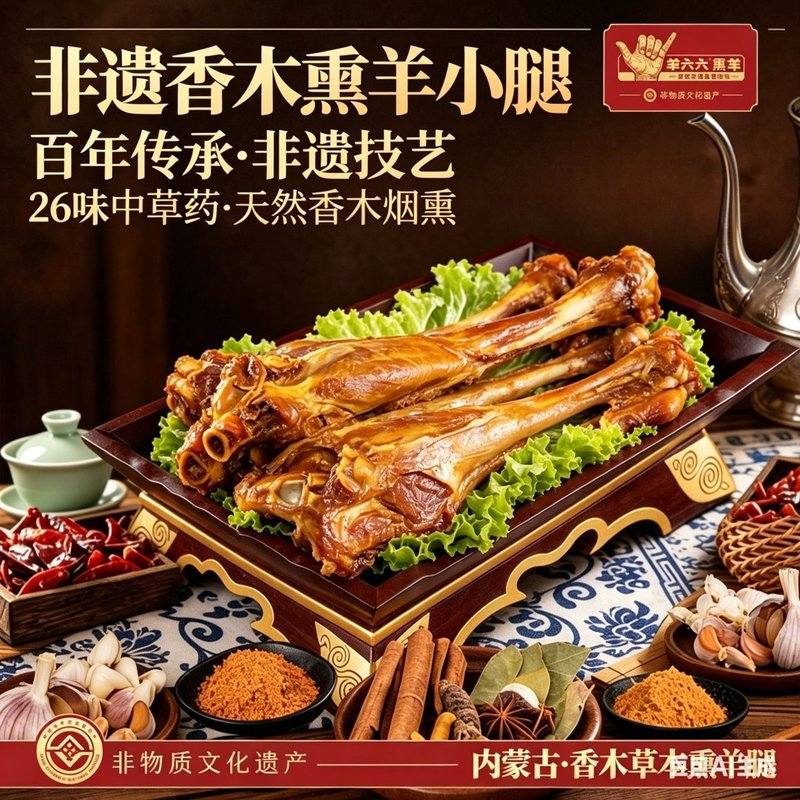 非遗熏羊小腿羊六六内蒙羊腿肉草本烟熏羊腿390g熟食新鲜即食
