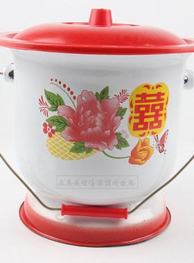 包邮特大号防滑加厚搪瓷高脚痰盂带提手老人痰盂罐儿童孕妇座便器