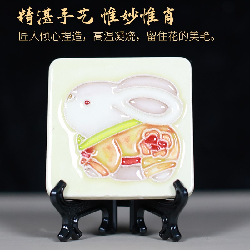 创意卡通陶瓷十二生肖冰箱贴客厅摆件唐三彩工艺手工特色装饰礼品