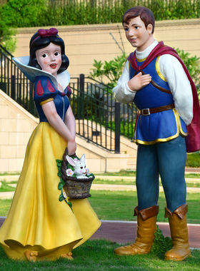 创意户外玻璃钢雕塑幼儿园卡通白雪公主和七个小矮人园林景观摆件