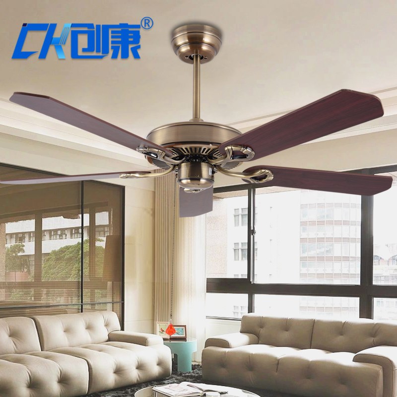 铁叶大风黑色吊扇家用客厅复古吊扇餐厅风扇网吧无灯静音吊扇遥控