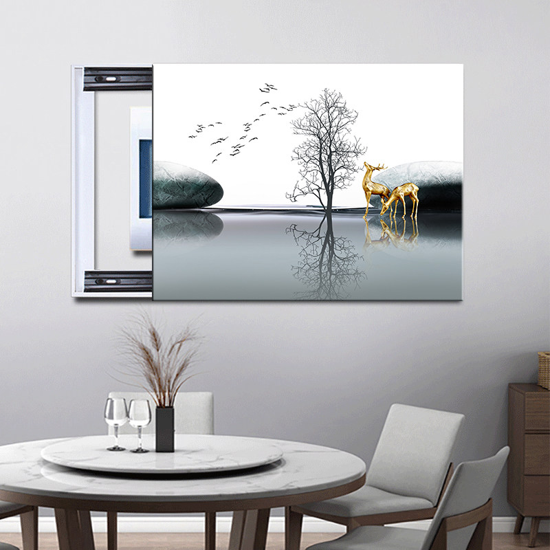 钢化玻璃电表箱装饰画可推拉弱电箱网线盒电源总开关盒遮挡画超薄