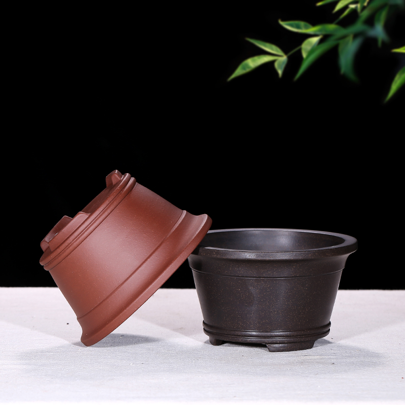 宜兴紫砂花盆多肉菖蒲盆景花盆松柏黄杨块根榕树小品盆栽盆景花盆