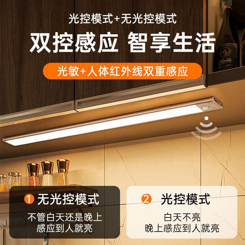 智能无线人体感应灯带过道楼梯自粘橱柜衣柜鞋柜灯条充电式感应灯,家装灯饰光源,感应灯,淘宝优惠券,粉丝福利购,淘宝优惠卷