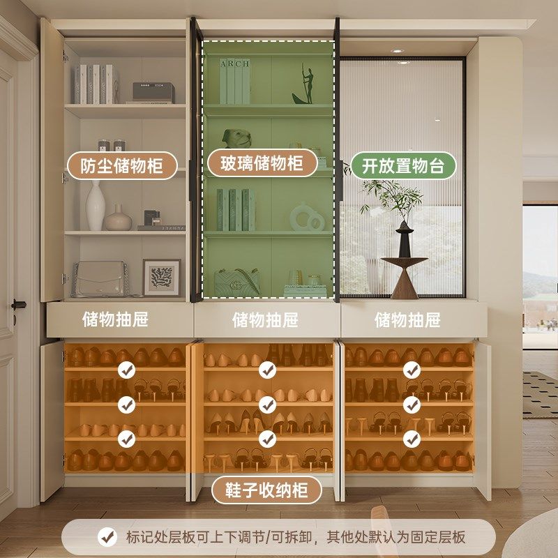 定制实木鞋柜家用门口一体靠墙中古风客厅玻璃门入户玄关柜门厅柜,住宅家具,鞋柜,淘宝优惠券,粉丝福利购,淘宝优惠卷