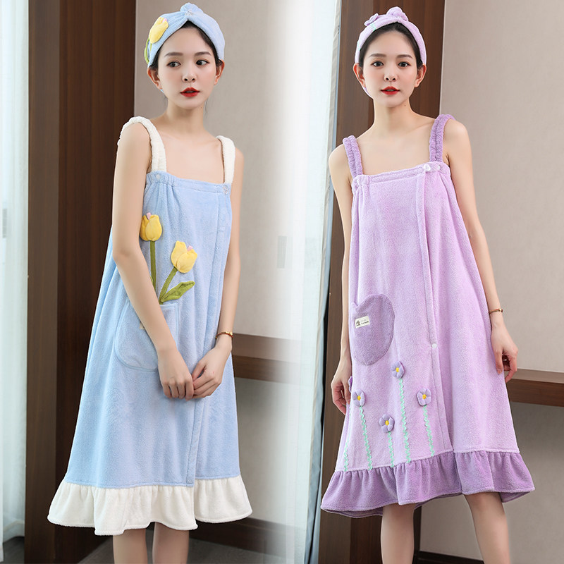 成人浴巾女可穿可裹家用比全棉更吸水女吊带浴裙袍式大人浴袍浴裙,居家布艺,浴巾,淘宝优惠券,粉丝福利购,淘宝优惠卷