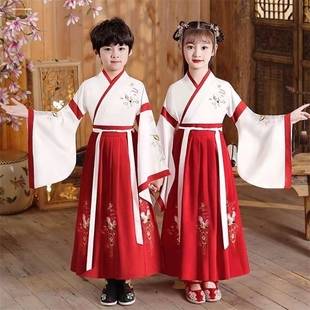 儿童古装汉服男女童古代唐朝宋朝明朝古诗古词诗歌朗诵表演出服装
