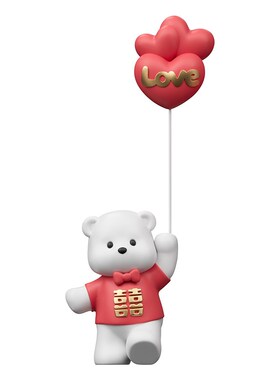 情侣熊婚庆装饰桌面小摆件搭配红色喜庆可爱新婚房间家居结婚送礼