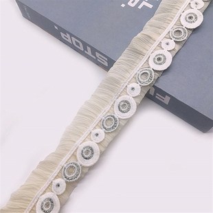 米黄短款双层薄纱拼接小边辅料小清新花色窗帘装饰花边窗饰沙发边