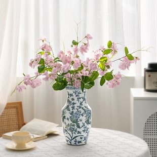 新中式青花瓷陶瓷花瓶客厅古韵摆件高级感仿古玄关插花鲜花花器