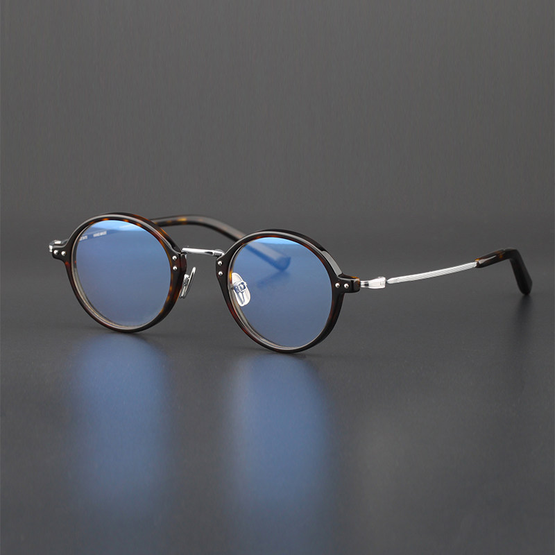 配眼镜男超轻圆形眼镜框纯钛近视眼睛架透明圆L框眼睛框镜架女108