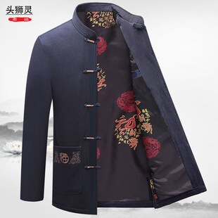 唐装男外套中老年爸爸装秋冬季中国风老人中O式棉袄生日衣服爷爷
