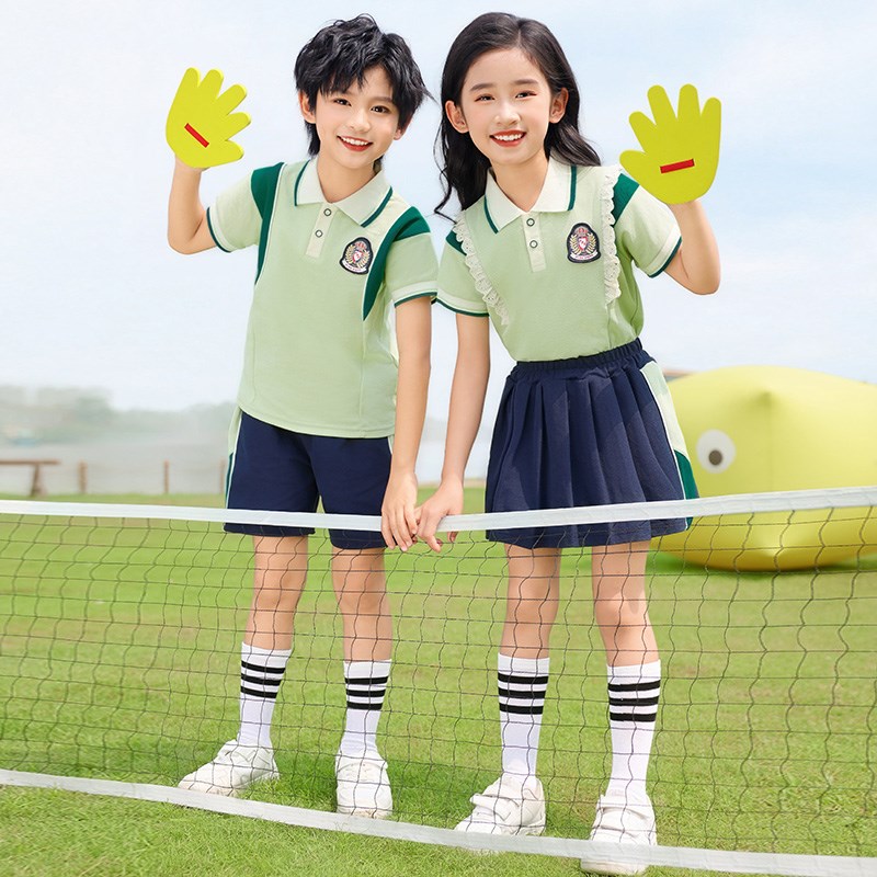幼儿园园服夏季儿童英伦学院风班服两件套夏装短袖小学生校服套装