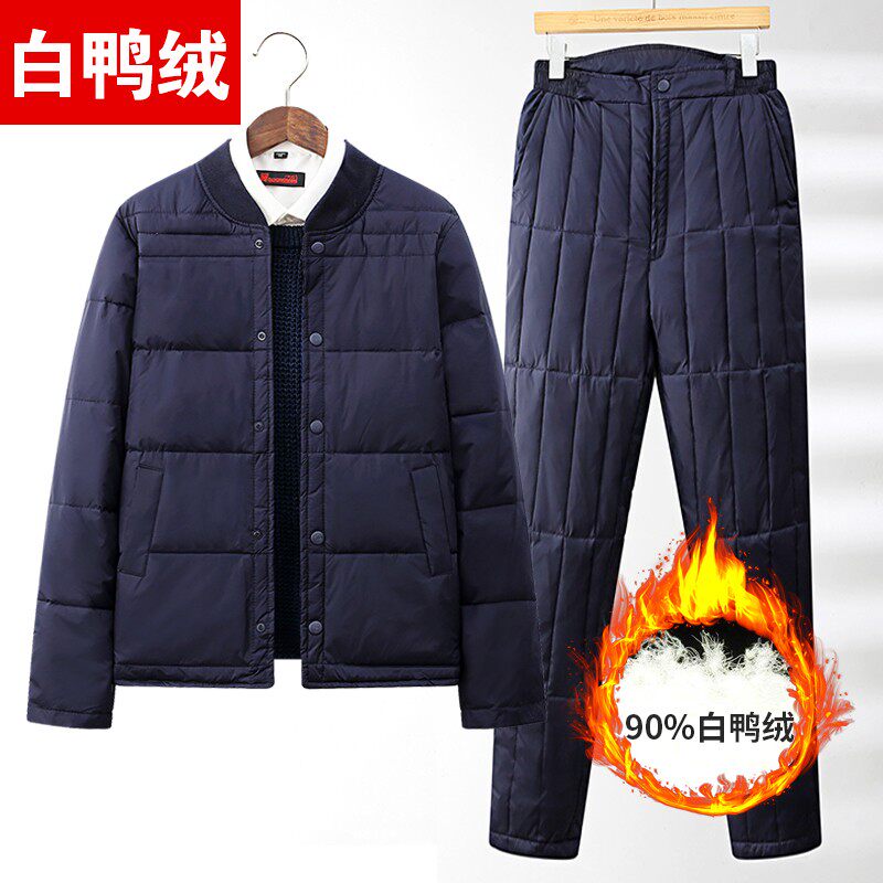 中老年羽绒服男士内胆套装加厚保暖中年爸爸装冬季外套反季羽绒裤