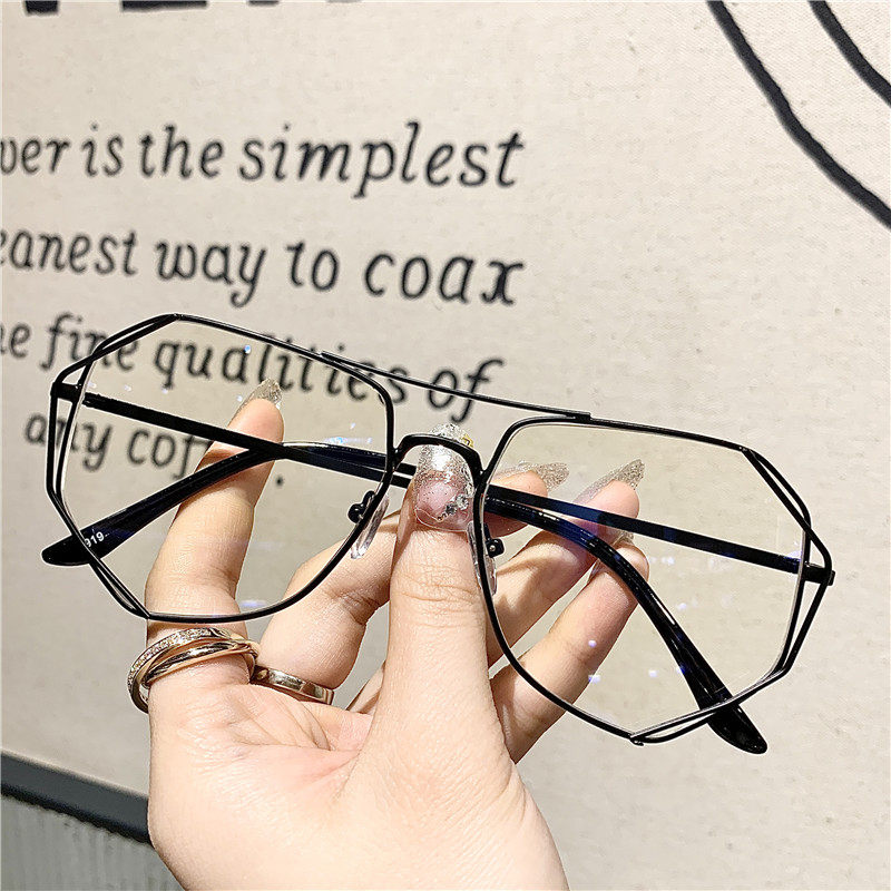 韩版大框眼镜金属镂空镜框男女情侣款蛤蟆镜近视镜圆脸素颜平光镜