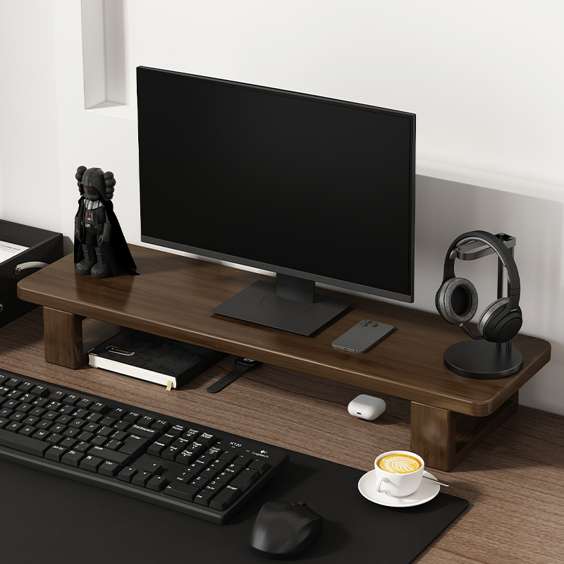 台式电脑显示器增高架办公室桌面置物架实木简易收纳架笔记本托架