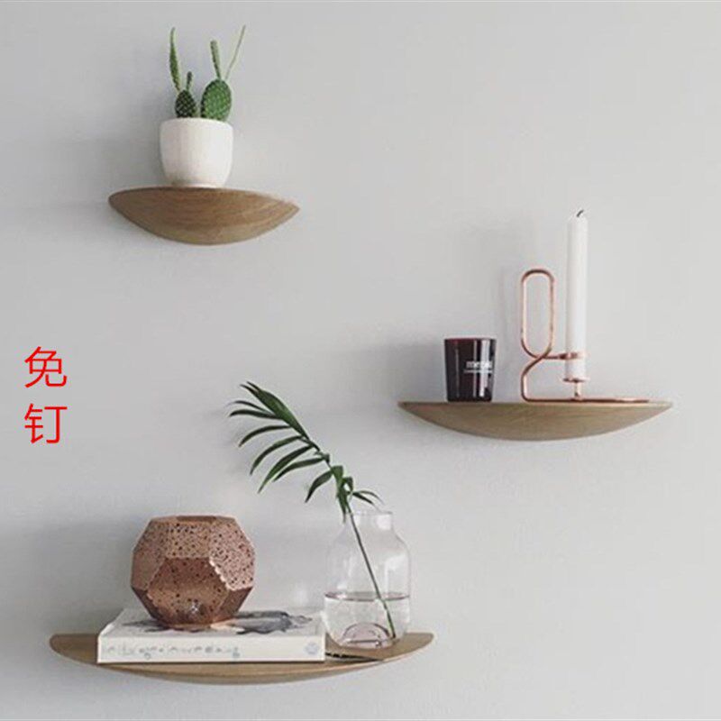 北欧创意实木置物架墙上一v字形隔板书架店铺样板间展示装饰层架