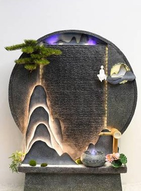 假山流水泉摆件别幕墅花园庭院鱼池酒办公室204水墙店屏风阳台景