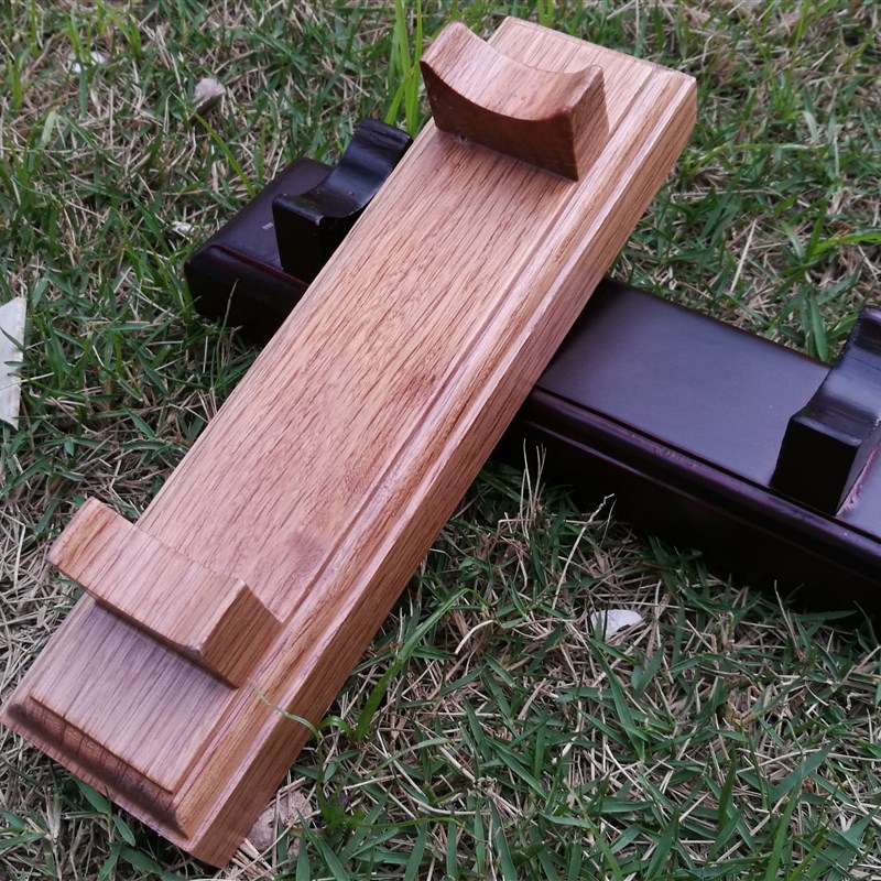 竹简菜单价格目表卷轴竹s编底座实木底托托盘仿古木托专用红木色