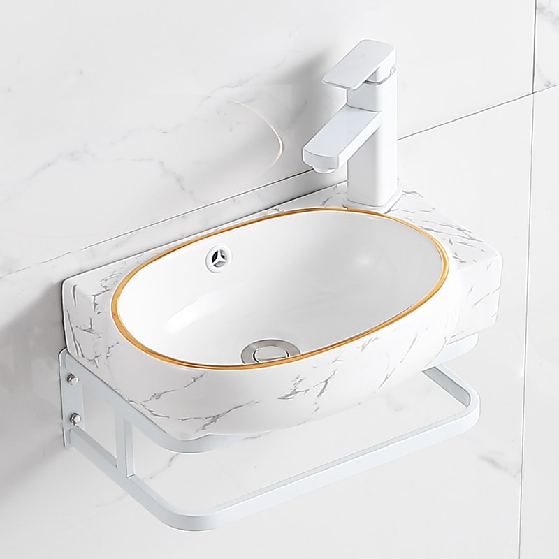 陶瓷洗手盆小户型卫生间洗脸x盆阳台挂墙洗漱台不锈钢支架简约家