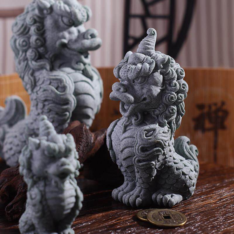 青砂石嘲风茶宠桌面摆件龙生九子瑞兽创意小装鱼缸造景