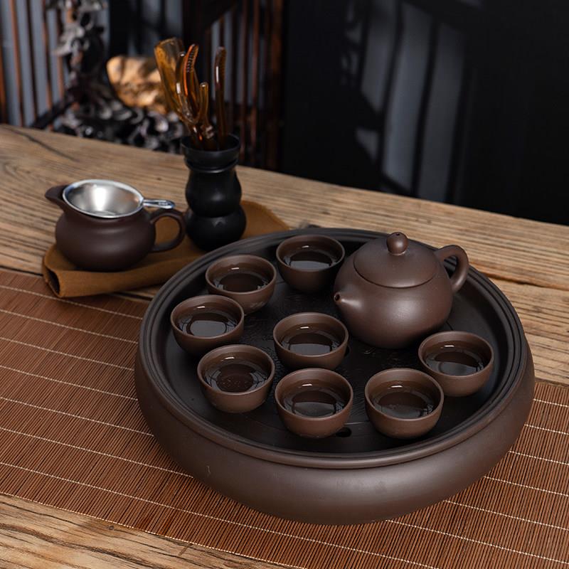 JDZ景德镇紫砂功夫茶具套装家用客厅小套简约潮汕陶瓷茶盘茶壶茶