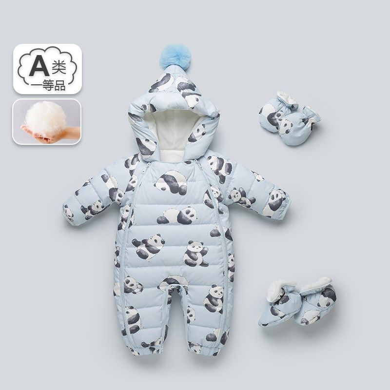 婴儿连体衣羽绒服男女宝宝加厚外出服冬季幼儿保暖哈衣爬服外套