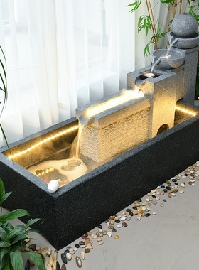 创意欧式简约流水喷泉摆件客厅现代招财景观户外庭院鱼池加湿装饰