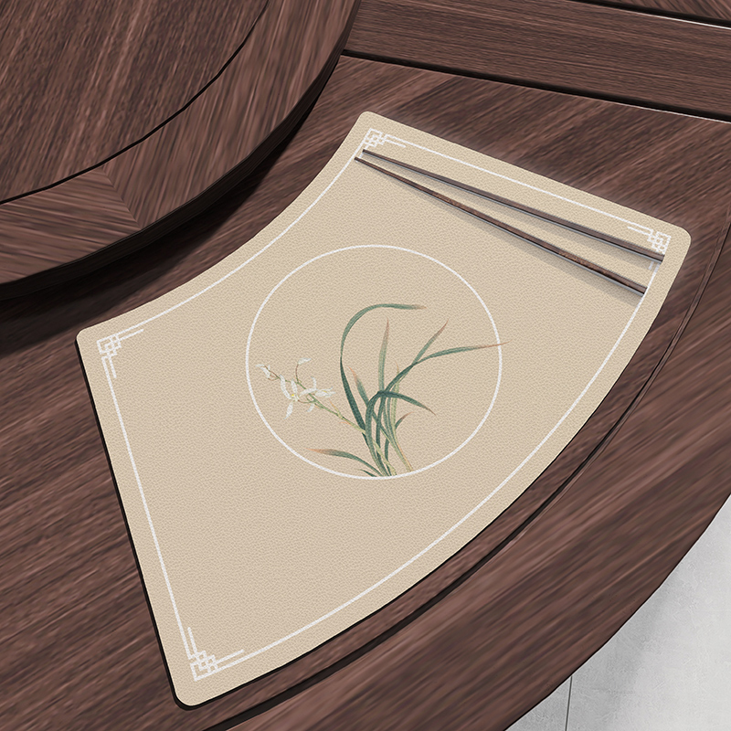 新中式圆桌扇形餐垫免洗隔热餐具垫皮革茶几餐桌垫防烫垫防水防油