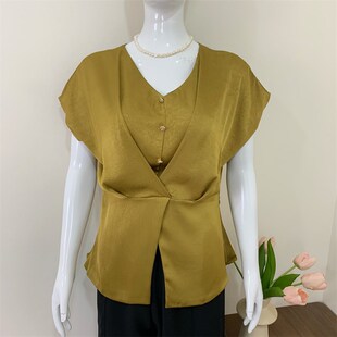 妈妈夏装高贵冰丝T恤衫2025新款中老年女装短袖上衣时尚收腰薄款