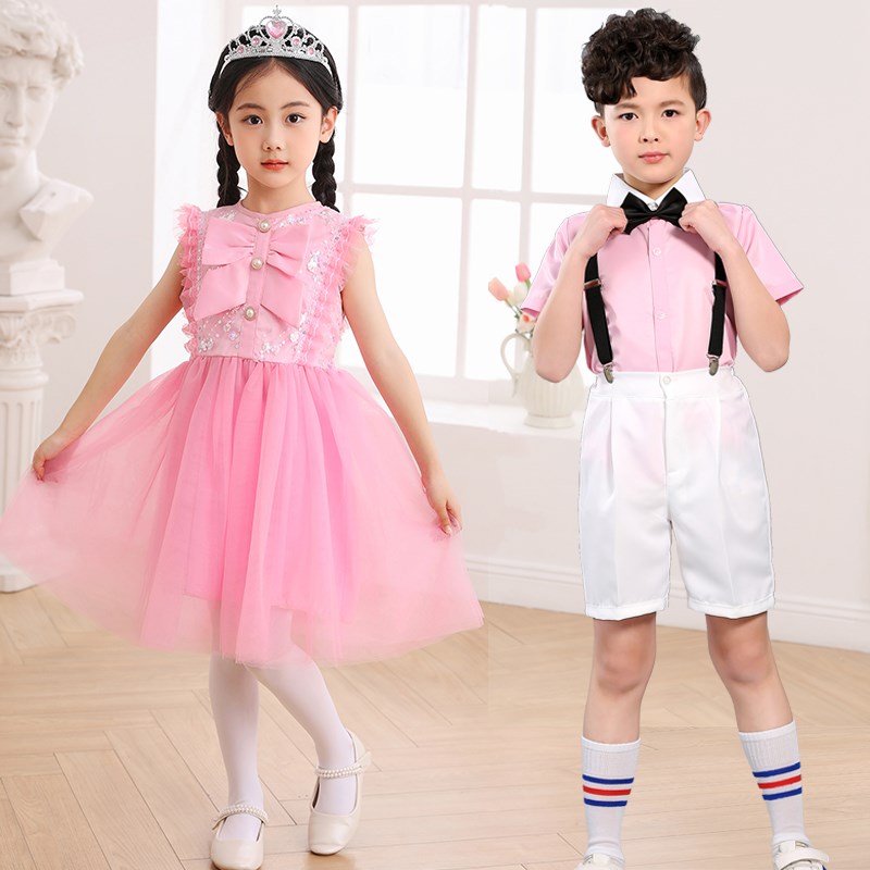 六一儿童合唱演出服男女童幼儿园蓬蓬纱裙礼服中小学生朗诵表演服