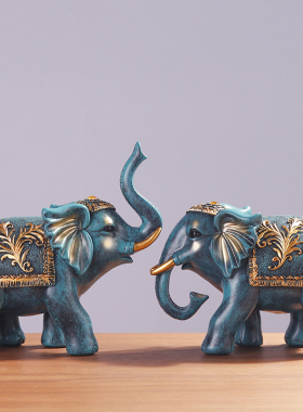 大象摆件一对招财镇宅家居饰品客厅网红酒柜装饰品新婚礼品吉祥物