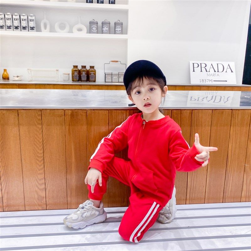 女童运动套装春秋新款0-2-3-4-5岁男宝宝秋季洋派时髦小孩衣服潮1