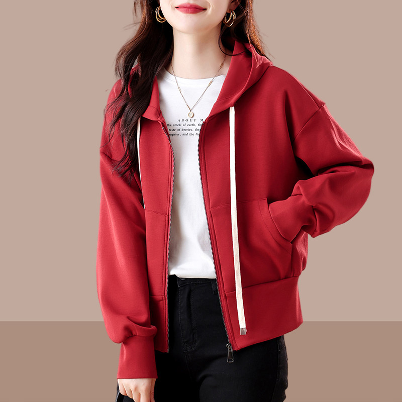 加绒加厚女士卫衣开衫拉链短款外套2025秋冬装新款小个子爆款女装