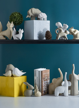 摆件家居饰品创意客厅北欧陶瓷动物小摆件酒柜电视柜卧室玄关摆设