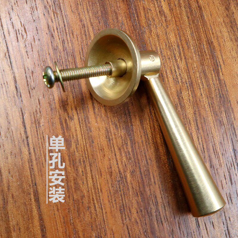 全铜仿古拉手实心衣柜门新中式药柜明装I古铜简约单孔把手黄铜吊