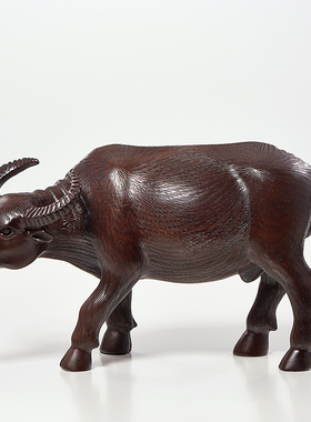 黑檀木雕水牛摆件实木生肖黄牛家居客厅办公室装饰摆设红木工艺品