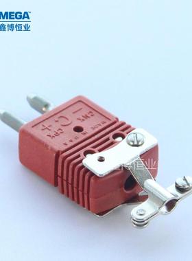 红色C型钨铼526热电偶用插头美国奥米佳带金属护线夹感温线接插件