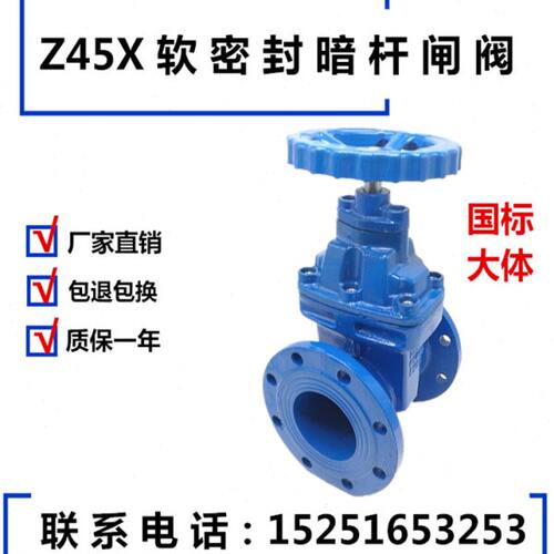 Z45X弹性座封软密封自来水闸阀DN80 100 150 200球墨铸铁暗杆法兰