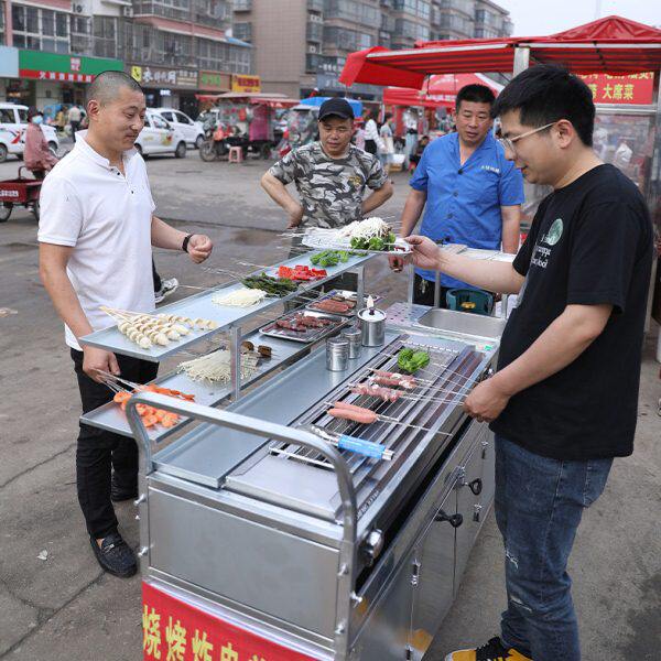 烤苕皮烤炉网红碳烧烤架移动摆摊夜市推车木炭铁板烧鱿鱼炸串面筋