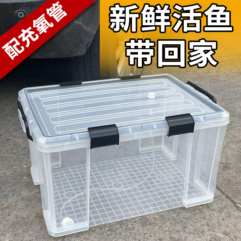 后备箱拉鱼车载装鱼箱户外野钓活鱼桶运输箱装海鲜渔具加厚储物箱