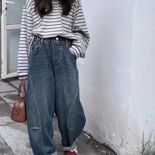 儿童休闲裤 女童牛仔裤 洋气宽松女大童春秋老爹裤 2024新款 子潮 秋装