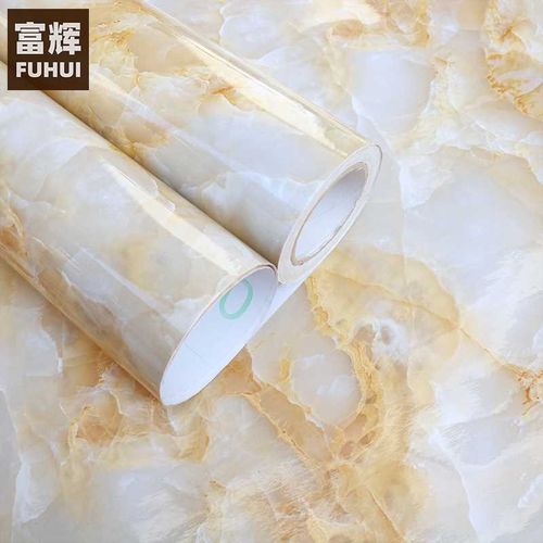 加厚大理b石贴纸防水墙纸自粘厨房台面防油柜桌子家具翻新壁纸50
