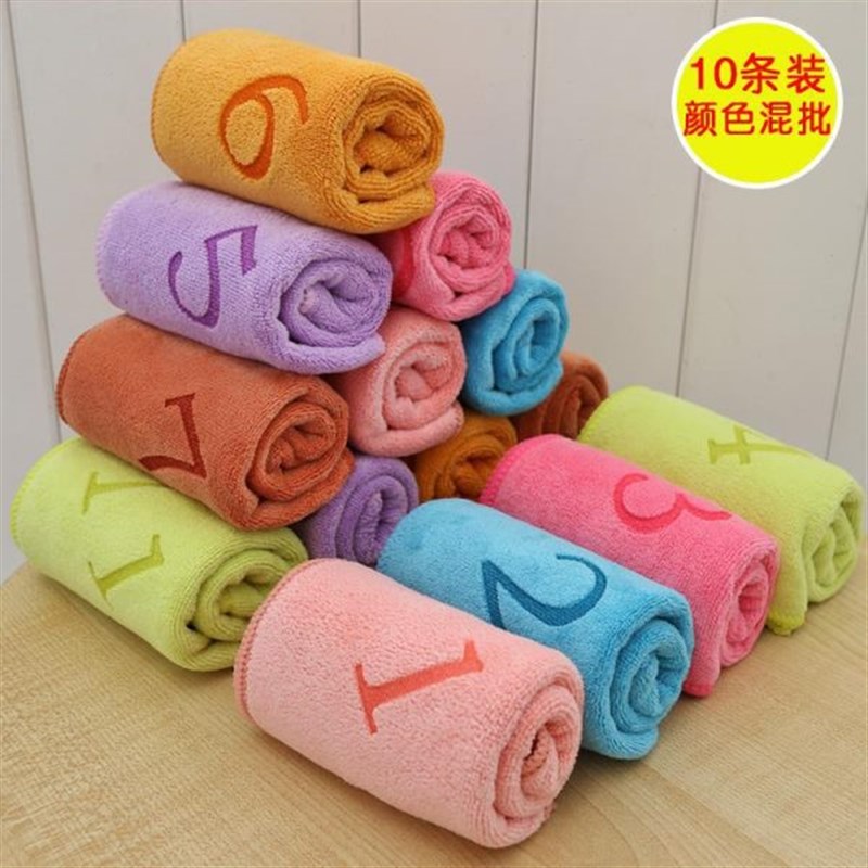 幼儿园小方巾儿童名字带数字编号挂钩擦手挂式吸水毛巾