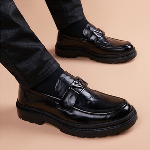 休闲皮鞋男商f务正装真皮2024新款潮流百搭男鞋英伦青年一脚蹬鞋