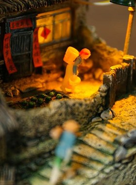 中国风小盆景摆件办公室内客厅花架装饰品解压桌面苔藓微景观造景