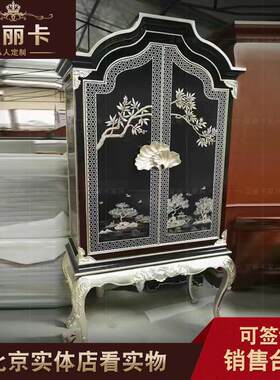 轻奢华装饰柜欧式实木双门衣柜美式手绘储物柜法式隔断柜家具定制