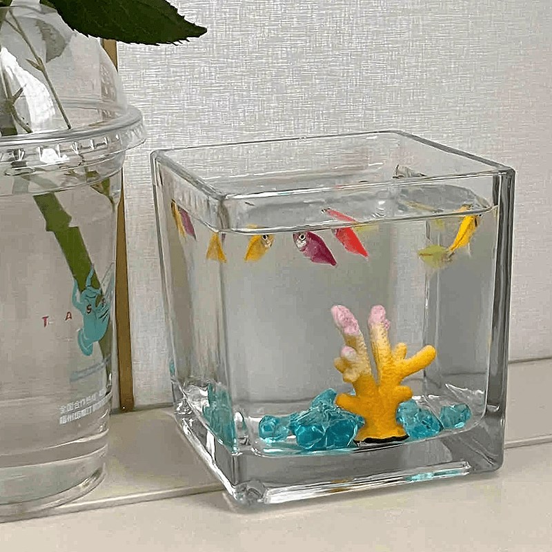 超白桌面方形小鱼缸水族箱客厅小型创意家用玻璃生态迷你金鱼缸