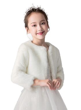 儿童披风斗篷外出秋冬白色加厚加绒女童披肩保暖宝宝公主礼服外套