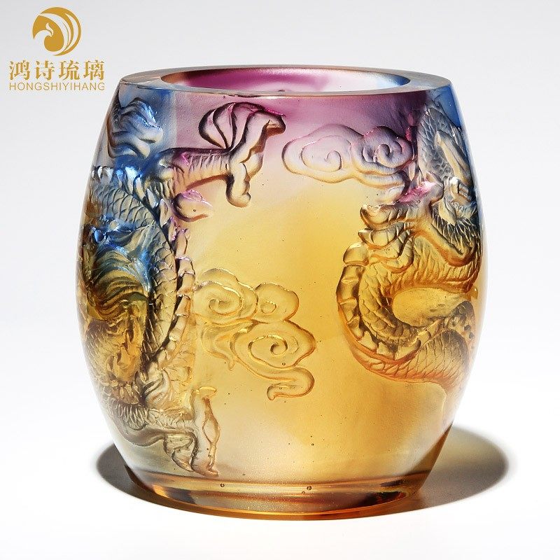 琉璃龙笔筒办公室老板桌摆件送领导升职生日礼物高档创意工艺品男